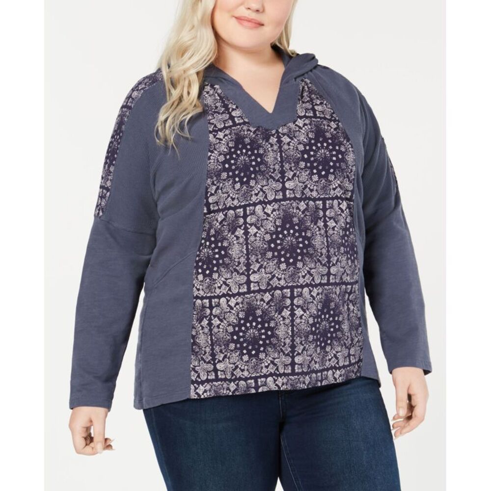 Style & Co Plus Size Cotton Waffle Knit Hoodie Sweatshirt